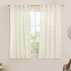 54 inches Long Semi Sheer Linen Curtains 2 Panels, Cream Ivory | Light by LAMIT