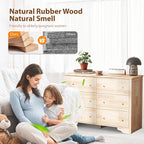VINGLI 6 Drawer Dresser with Unfinished Solid Wood - Image 4