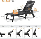LUE BONA Lounge Chair Outdoor Set of 4, HDPS Chaise Lounge Outdoor - Image 7