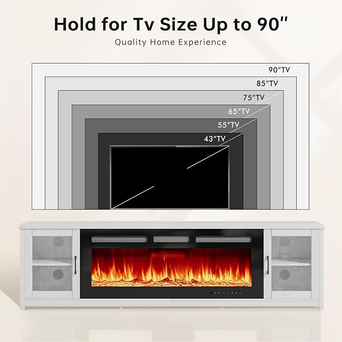 MXV 80" Fireplace TV Stand, Modern Entertainment Center - Image 7