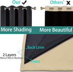 Yakamok Beige 100% Blackout Curtains 96 Inches Long - Image 5