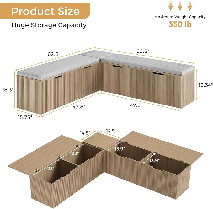 Bobve L-Shape Storage Bench - Image 2