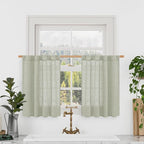 Semi Sheer Linen Curtains 36 Inch Length 2 Panels by LAMIT
