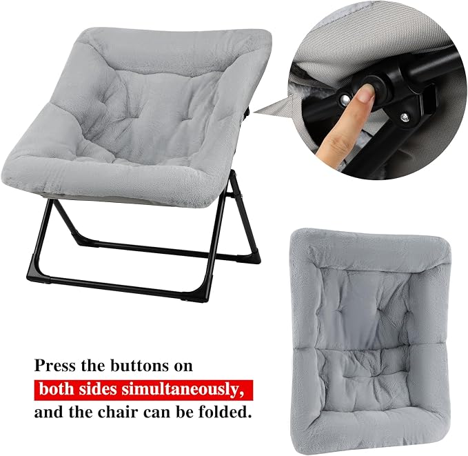 Comfy Saucer Chair for Adults, Soft Faux Fur Bedroom Chair, Accent Dorm Chairs - Image 8