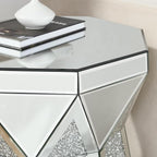 Drum End Table with Mirror Crystal, Modern Design Luxury Furniture, 20 inch - Image 7