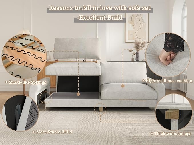 EASE MOOSE 70.6" Modern Deep Seat Loveseat Couch, Soft Velvet Sofa - Image 9