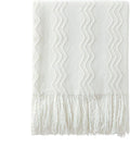 BOURINA Off White Throw Blanket 50x60 Inches Throw Textured Solid Soft Sofa by BOURINA