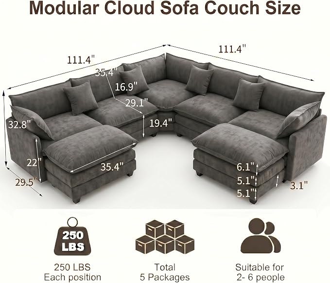 111.4" V-Shaped Corner Couch Sectional - Image 2