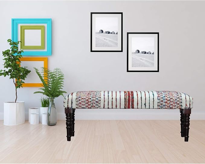 LR Home Multicolor Handmade Upholstered Bench - Image 2