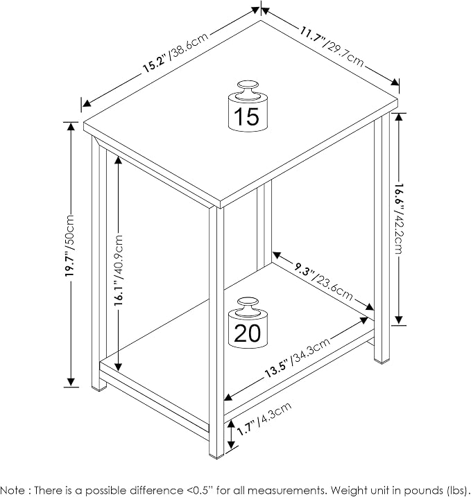 Furinno Simplistic Metal Frame End Table, Amber Pine - Image 3