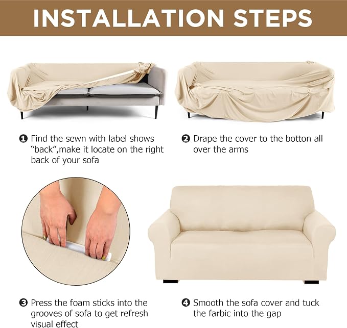 Peryiter 3 Pcs Couch and Loveseat Covers Set Sofa Cover - Image 3