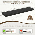 Acovy 40 Inch Floating Shelves, 3D Textured Wood Grain, Wooden Shelves - Image 3