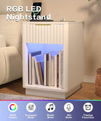 Akxomel Fluted Nightstand, Wooden Night Stand - Image 4