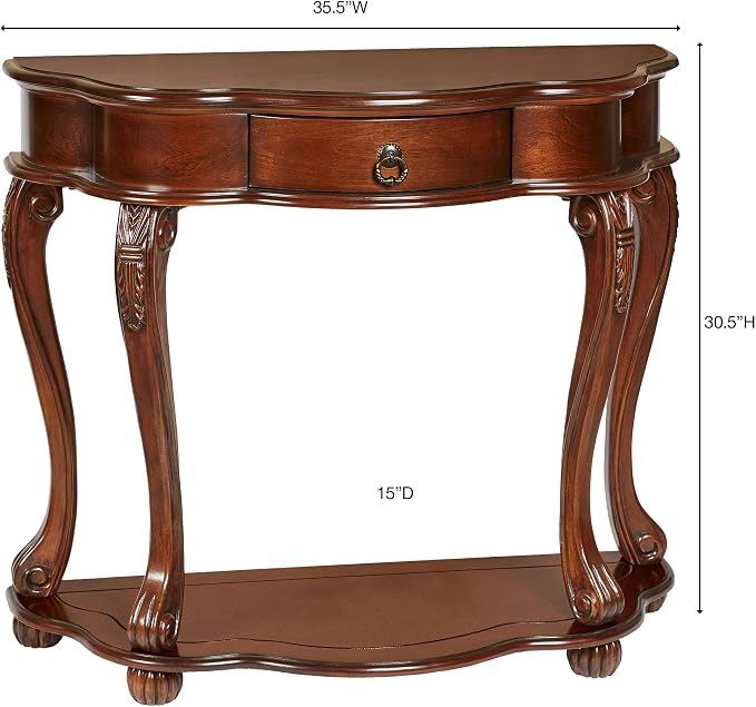 Touch of Class Eudora Natural Cherry Console Table | Half Round Wooden Vintage - Image 3