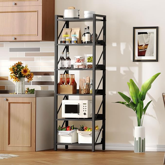 HOOBRO Bookshelf, 6-Tier Industrial Bookcase, Book Shelf Storage Organizer - Image 4