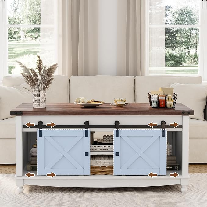 ALLSTAND 48" Farmhouse Lift Top Coffee Table - Image 6