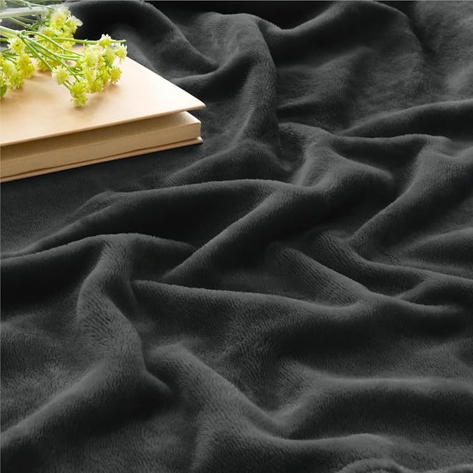 BEDELITE Fleece Blanket Soft Plush Twin Size Blanket Charcoal Grey 60"x80" | - Image 4