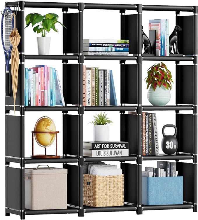 Mavivegue Book Shelf, 12 Cube Storage Organizer, DIY Bookcase, Metal Cube by Mavivegue