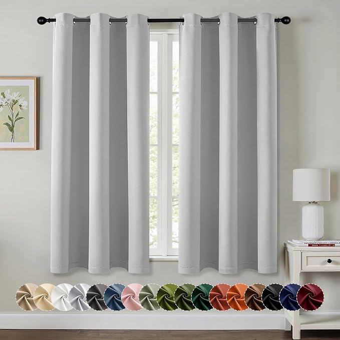 MIULEE Blackout Curtains for Bedroom 2 Panels 40 x 54 Inch Long Silver | by MIULEE