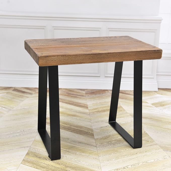 Home Soft Things Natural Old Pine Wood Rectangle Entryway Bench, Sturdy Hand - Image 7