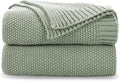 CozeCube Sage Green Seed Stitch Throw Blanket 60"x80", Farmhouse Decor | Blanket by CozeCube