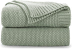 CozeCube Sage Green Seed Stitch Throw Blanket 60"x80", Farmhouse Decor | Blanket by CozeCube