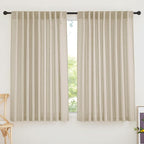 RYB HOME Extra Wide Sheer Curtains, Linen Texture Semitransparent Sheer Drapes by RYBHOME