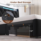 Twin LED Velvet Bed Frame with 2 Storage Drawers&Hidden Headboard, Upholstered - Image 4