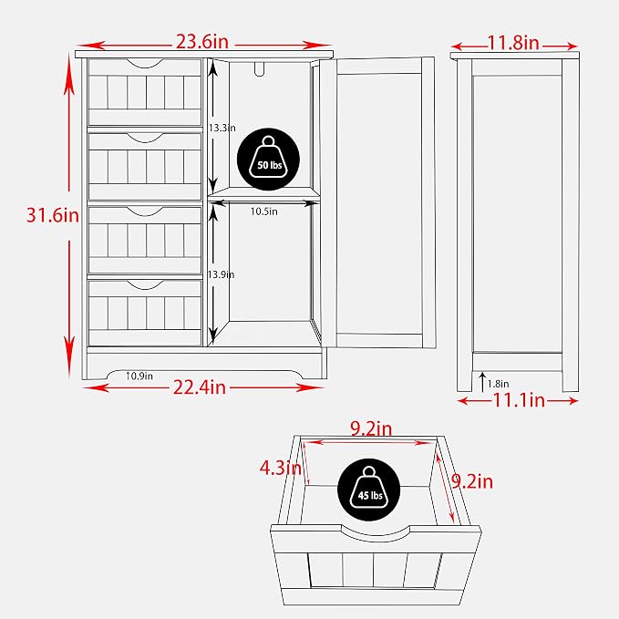Yardenaler Bathroom Floor Storage Cabinet - Image 3