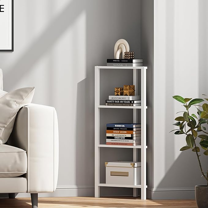 TUTOTAK Corner Shelf, 4-Tier Corner Bookshelf - Image 5