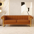 Mid-Century Modern Orange Velvet Sofa by yunqishiHOME