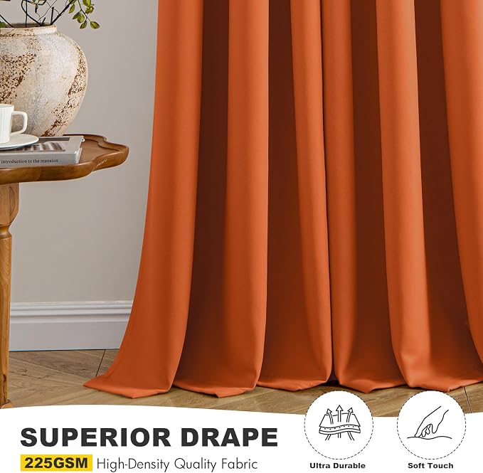 MIULEE Fall Blackout Curtains for Bedroom 2 Panels 40 x 72 Inch Long Orange | - Image 5