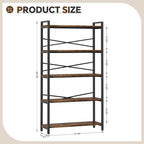 5 Tier Bookshelf 31.49" Width, Tall Book Shelf Storage and Organization - Image 3