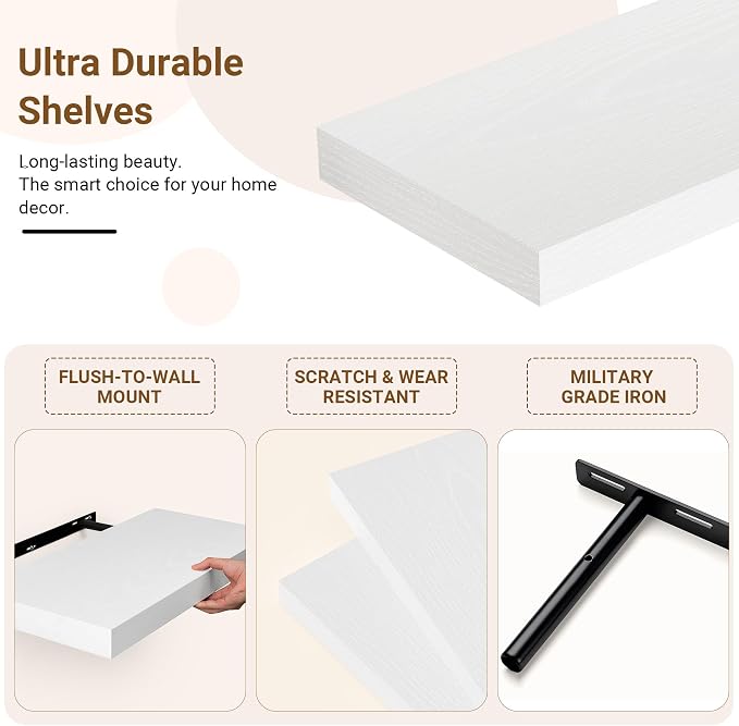 36 Inch Floating Shelves, 12 Inch Deep Floating Shelves - Image 4