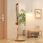 Muwuele Solid Wood Full Length Mirror Coat Rack, Floor Mirror by Muwuele