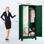 71" Metal Armoire Wardrobe Closet, Steel Clothing Storage Cabinet - Image 2