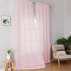 Extra Long Sheer Curtains 96 Inches Long, Rod Pocket Airy Solid Blush Sheer - Image 2