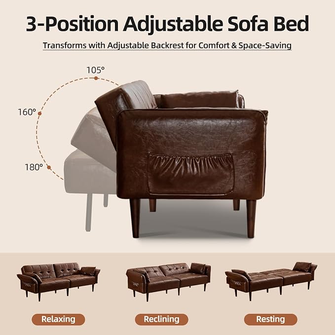 HALLYBEE Futon Sofa Bed, Sleeper Sofa, Small Couch - Image 6