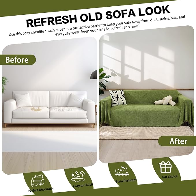 DREAMINGO Sofa Covers Washable Chenille Couch Cover Blanket Modern Style Living - Image 4