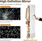 WoodsWhisper Full Length Mirror Coat Rack Solid Wood Floor Mirror 66"x12" Full - Image 4
