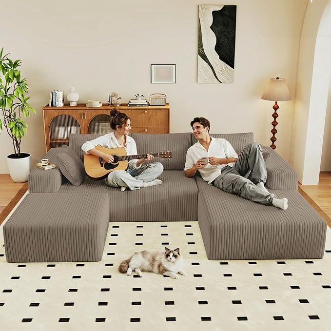 95" Cloud Sectional Couch U-Shaped Chaise - Image 6
