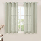 Sage Grey Linen Curtains 45 inches Long by LAMIT