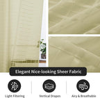SpaceDresser Check Sheer Curtains 96 Inches 2 Panels Set, Rod Pocket Plaid - Image 5