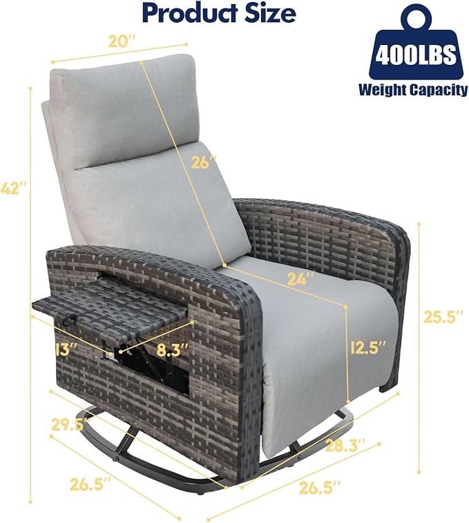 ZZW Outdoor Recliner Chair, Wicker Patio Recliners - Image 2