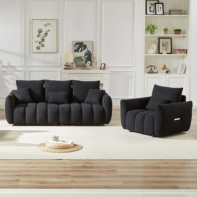 Antetek Teddy Sofa Set for Living Room, Modern Deep Seat Sofa Chair and - Image 4