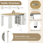 Extendable Dining Table with 3 Removable Middle Leaves, Mobile Rolling Island - Image 6