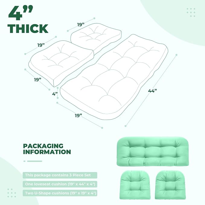 DANGHOOGY Wicker Chair Cushions, Waterproof Outdoor Loveseat Cushions - Image 2