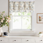 jinchan Ruffled Valance Curtain Linen Floral Kitchen Valance 18 Inch Shabby - Image 3
