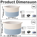 115L Extra Large Woven Cotton Rope Blanket Basket - Image 2