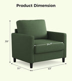 Welzona Sofa Reading Chair, Tool-Free Setup Living Room Accent Chairs, Comfy - Image 2